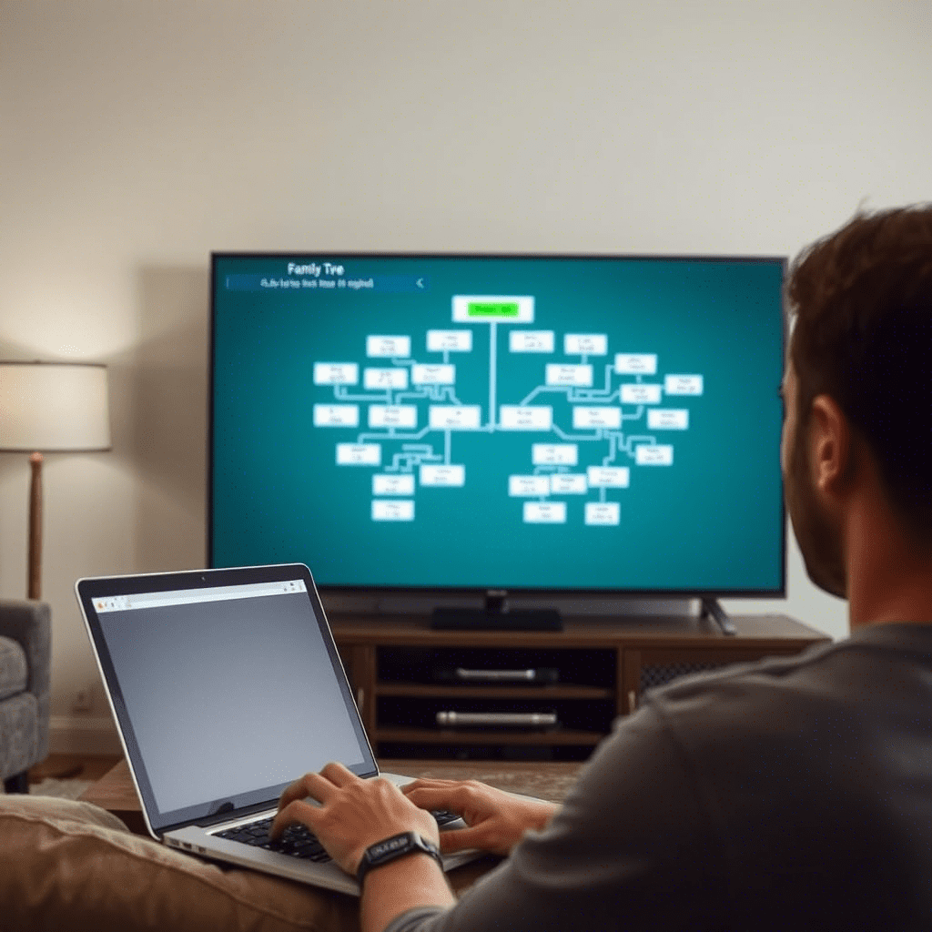 cara menampilkan diagram silsilah keluarga dari google chrome ke televisi smarTV android